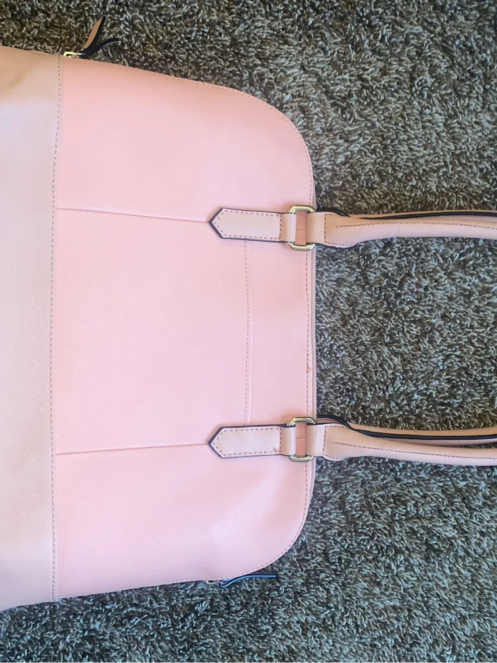 Tignanello Blush Pink Dome Satchel Shoulder Handbag Purse Gold Tone Large Zip